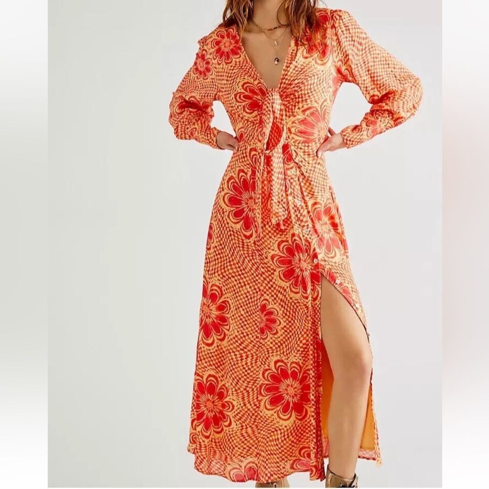 Free People Orange Floral Maxi Dress
